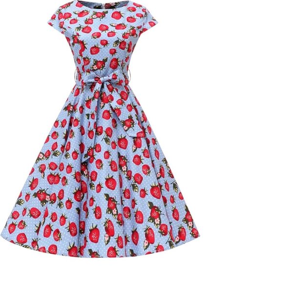Women's 1950s Cocktail Dress Halter Retro vintage Rockabilly Swing Dress - Picture 1 of 4